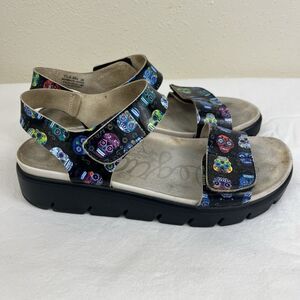 Alegria Playa Sugar Skull Sandals Womens EU 38 US 8/8.5 Vegan Patent Leather